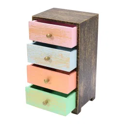 Colourful Wood Chest of 4 Drawers | Handmade| Solid Wood Free Standing Chest of Drawers (Finish Color - Brown, Pre-Assembled) (4 Drawers) image 4