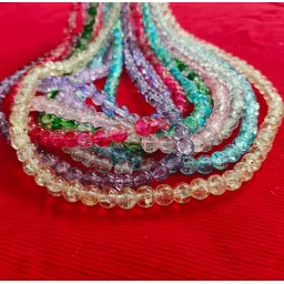 8 Mm Cracked Round Glass Beads 7 Color 350 Pcs (Each Color 50 Pcs) For Bracelet, Earing, Jewelery Making, Multicolour image 2