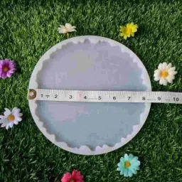 Silicone Resin Casting Mould, Round Circle Plate with Decorative Edge, 8 Inch Diameter, 6mm Deep, for DIY Agate Art Projects image 2