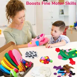 PATPAT® 6Pcs Hand Puppet Making Kit, Art Craft Felt Sock Puppet Toys, Creative DIY Make Your Own Pompoms Wiggle Googly Eyes Storytelling Role Play Party Supplies image 5