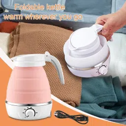 Merishopp Travel Folding Electric Kettle Fast Boiling Auto Shut Off Small Water Boiler Pink image 4
