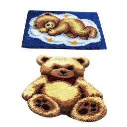 CALANDIS™ 4 Sets Bears Latch Hook Kits Rugs Cushion Crafts Embroidery for Beginners | Latch Hooking Kits | Latch Hooking | Rug Making | Needlecrafts & Yarn image 4