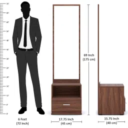 Engineered Wood Dressing Table with Mirror Wooden Make-Up Vanity Table Dressing Table with Storage for Bedroom Living Room Home Walnut Finish image 5