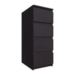 VIKI Engineered Wood Dresser With 4 Drawers, Chest Of 4 Drawers,Clothes Storage, Organizer Unit For Bedroom, Hallway, Entryway,Easy Pull Drawers, Width 40Cms, Dark Wenge Colour|1 Year Warranty, Matte image 2