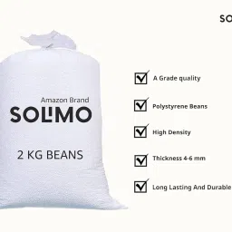Amazon Brand - Solimo Bean Bag 2 kg Refill Pack | Quick & Easy to Fill | 35D x 70 W x 30H cm | White image 2