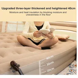 ARJ Single Air Bed, Inflatable Bed with Built-in Electric Pump, 3 Mins Quick Self-Inflation/Deflation Guest Air Mattress, Blow Up Bed for Home Portable Camping Travel 190x100x40cm 250kg MAX image 4