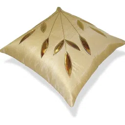 Urvaan Golden Floral Cushion Covers, 16x16 Inch, Cream Beige, Set of 5 image 2