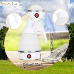 Merishopp Travel Folding Electric Kettle Small Easy Storage Lightweight 600ml Foldable image 3