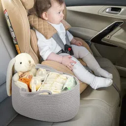 Handcuffs Rope Diaper Caddy Organizer – Rope Design Tote Bag with 3 Dividers, Portable Baby Essentials Storage Basket with Carry Handles (Green) image 3