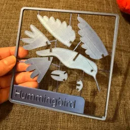 3D CUBES Hummingbird kit card,Decorative Hummingbird Wall Art, Blue, Metal Garden Decor, Flying Bird Design,Multicolor image 5