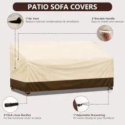 Patio Furniture Covers Waterproof, 3-Seater Outdoor Sofa Covers Heavy Duty with Air Vent Fits up to 79W x 37D x 35H inches image 3