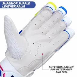 DSC Intense Fury Leather Cricket Batting Gloves, Mens Right (White Black), Standard image 3