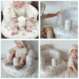 PARATPAR MALL Baby Inflatable Seat for Infant Support Seat Summer Toddler Babies 3 Months Chair for Sitting Up, Baby Shower Chair Floor Seater Gifts with Chair Seat Cute Sofa Learn Stool Training Seat. image 2