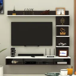 Anikaa Larisa Engineered Wood Wall Mount TV Unit/TV Stand/TV Cabinet/TV Entertainment Unit/Set Top Box Stand (Wenge/White) (Ideal for 43 Inch)(D.I.Y) image 3