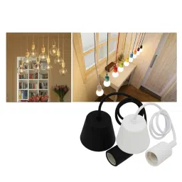 Plastic Edison Tungsten E27 Holder Ceiling Lamp, Hanging Light (Black), Pack of4 image 5