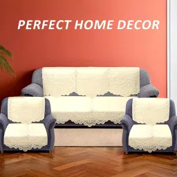 Kuber Industries Floral Sofa Cover 5 Seater|Cotton Sofa cover 3 Seater And 2 Seater|Full cover Set For Couch Seat|Pack of 6 (Cream) image 5