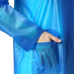 zeel Rain Coat for Women Waterproof Polyester Rainwear with Adjustable Drawstring and Pocket, Lightweight Hooded Long Rain Coat Jacket for Ladies, AZ08 Blue XL image 3