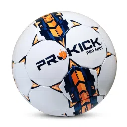 Prokick Pro Shot Hand Stitched 32-Panel PU Football, Size 5 (White/Navy/Orange) image 1