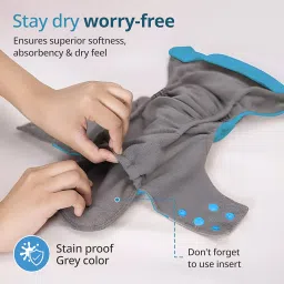 LuvLap Reusable Baby Cloth Diapers Combo Pack of 3, Blue & Pink, Blue Ships, Blue Stars, Double Leak Guard, High Absorption, Stain-Proof Comfort & Protection, 3m+ image 4