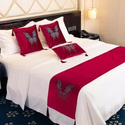 MYADDICTION 10 Colors Micro Velvet Bed Runner Delicate Bedding 45 x 180cm Rose Red image 1