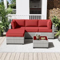 Patio Furniture Cushions, Replacement Outdoor Cushions for 4-Seat Patio Furniture, Waterproof Cushions for Outdoor Sectional Sofa Couch, Red image 1