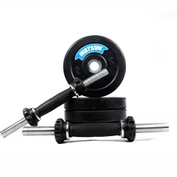 WATSON Home Gym Set, Home Gym Equipments with 25mm 3Ft Curl bar, Solid Rubber Plates, PVC Nut Solid Dumbbell Rods, Locks & Accessories (Black- 10Kg Set(2.5Kgx4)) image 2