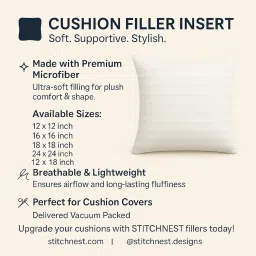 STITCHNEST Quality Premium Fibre Soft Filler Cushion Set of 2 (12X12 Inches) image 4