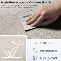 Belord Outdoor Cushions for Patio Furniture 22 x 24 Inch Patio Chair Cushions with Removable Cover, 1 Pair of Cushions Including 1 Back Cushion and 1 Seat Cushion, Beige image 2