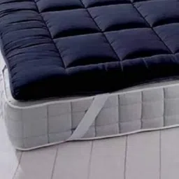 Cotton Microfiber Double Bed King Size Mattress Topper/Padding (72Inch X 78Inch, Navy Blue) image 2