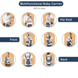 Golden Bee Baby Carrier - Comfort Nest Hip Seat Baby Carrier & Belt, Multi-Carry Positions, 100% Cotton Fabric with Breathable Mesh, Newborn to Toddler, 4 to 36 Months, Up to 15 kg (Grey) image 5