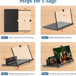 3D Screen Magnifer HD Mobile Phone Magnifer Projector Screen for Movies,Videos,& Gaming | Foldable Phone Stand with Screen Amplifier | Supports All Smartphone Phone Zoomer image 2
