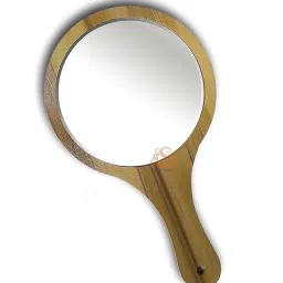KALSUTANSHI ᵀᴹ Round Shape Makeup Large One Sided Wooden Hand Mirror with Wood Handle Mirror for Women n Men (Wooden Hand Mirror) image 3