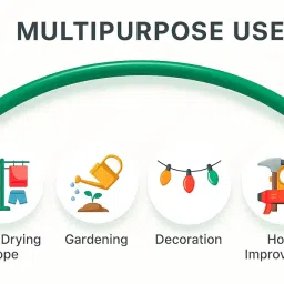 RK Trends PVC Coated GI Wire Clothesline, 20 Metres, Heavy Duty, Assorted Colours image 4