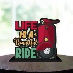 SAMRAT MART Modern MDF Wood Life is A Beautiful Ride Table top showpiece Decor Item 6 x 6 inches Best Gift (Pack of 1) image 2