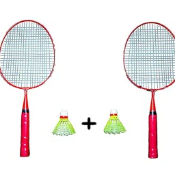 Esha MOREMON ® 2 Pcs Set Badminton Racket for Kids - Baby Badminton Aluminum Toy Set for Children with Shuttlecocks and Backpack, Multicolor A131 (Multicolour) image 1