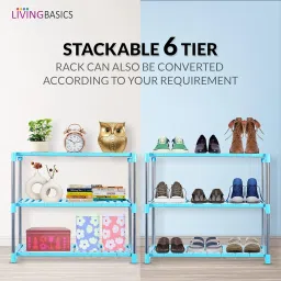 LIVINGBASICS 6 Layer Stainless Steel Multifunctional/Multipurpose Storage Shelves/Rack/Stand for Home/Office/Kitchen/Balcony/Bathroom/Study Room (Cyan Blue) image 5