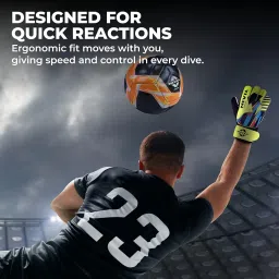 Nivia Carbonite Web Goalkeeper Gloves for Men & Women, All‑Weather Durable Grippy Latex Palm with PVC Backhand & Secure PVC Strap, Multicolor(Small) image 3