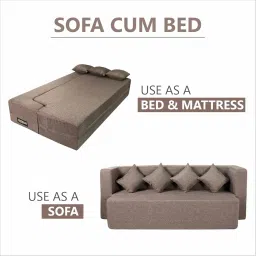Seventh Heaven Sofa Cum Bed - Jute Fabric Washable Cover and Designer Cushions Sofa Bed (Brown, 4-Person Sofa - 78X44X14 (4Sit, 2 Sleep)) image 2
