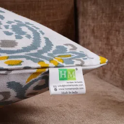 HOMEMONDE Throw Cushion Covers Premium Cotton Square Pillow Cover Printed Pillowcases Set Of 2 (Yellow Ikkat, 20 X 20 Inches), 120 TC image 3