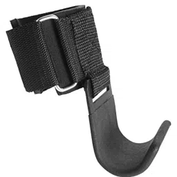 Kobo Power Weight Lifting Training Gym Straps Hook Bar with Padded Wrist Support (Black) image 3