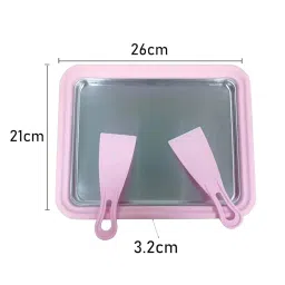 VBM Instant Ice Cream Maker Plate with 2 Scraper Stainless Steel Tray Cream Roll Maker Dessert Summer Cold Plate Anti-Griddle Pan Frozen Yogurt, Sorbet, Gelato, Healthy And Fun (Pink) image 3