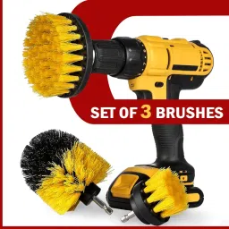 Drill Brush Car Detailing Attachment Set – 3 Piece Power Scrubber Brush Kit for Wheels, Tires, Carpet, Interior, Upholstery – Medium Stiff Nylon Brushes for Cordless Drill Cleaning image 4