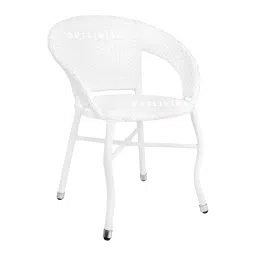 OUTLIVING Garden Patio Seating Chair and Table Set Outdoor Balcony Garden Coffee Table Set Furniture with 1 Square Table and 2 Chairs Set (White) image 2