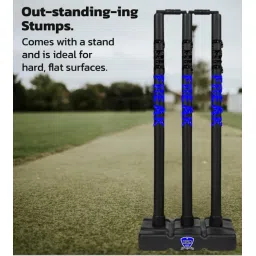 Plastic Cricket Wicket with Stumps Set | Durable Cricket Stumps for Kids & Adults | Portable Outdoor Cricket Kit with Base for Garden, Beach, Backyard, Training & Fun Play_BSM4 image 2