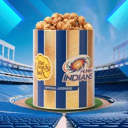 The Crunch Box presents Sports Edition Mumbai Indians Gourmet Popcorn | Irresistible Smooth Caramel Swing Popcorn | 150gms Tin image 1