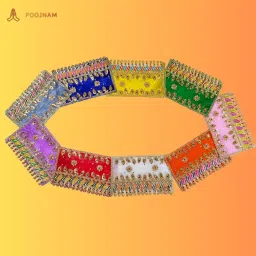 Poojnam Durga MATA Chunari Set - 9 Colors for 9 Days of Navratri | Hand-Embroidered with Golden Lace and Pearls - Navratri Special Puja, Decoration and Gifting (7×9) image 3