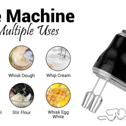 Electric Hand Mixer With Dough And Beater Hook, Wall Mounting Bracket With Detachable Attachement, Black, 300 W image 5