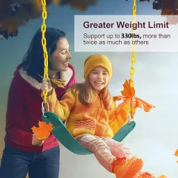 REZNOR Flexible Swing Seat Set for Kids/Adults Outdoor Park Garden Tree Backyard with 60” Plastic Coated Chain, Weight Support Upto 150kg, Yellow image 4