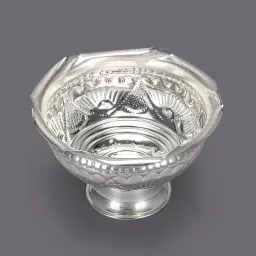 Sigaram German Silver Plated Pooja, Flower Basket, Fruit Basket for Pooja Thali, Decorative Traditional Basket Silver Plated (1 Pieces, Silver) image 1