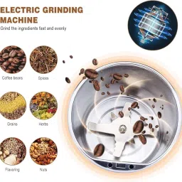 Portable Electric Coffee Grinder Spice & Coffee Bean Grinder Stainless Steel 4 Blade Mixer Grinder for Masala & Herb Push Button Control Durable Grinding Machine for Dry Item image 5